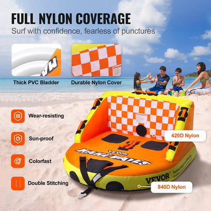 Inflatable Towable Tube For Boating, 1-2 Riders.