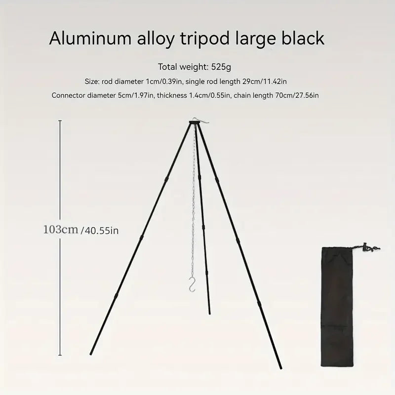 Camp fire Tripod Compact and Lightweight Easy Carrying.