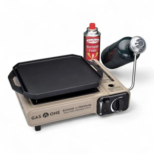 GasOne GS-3400P-KIT Propane or Butane Gas Stove with Flat Top Griddle Included.