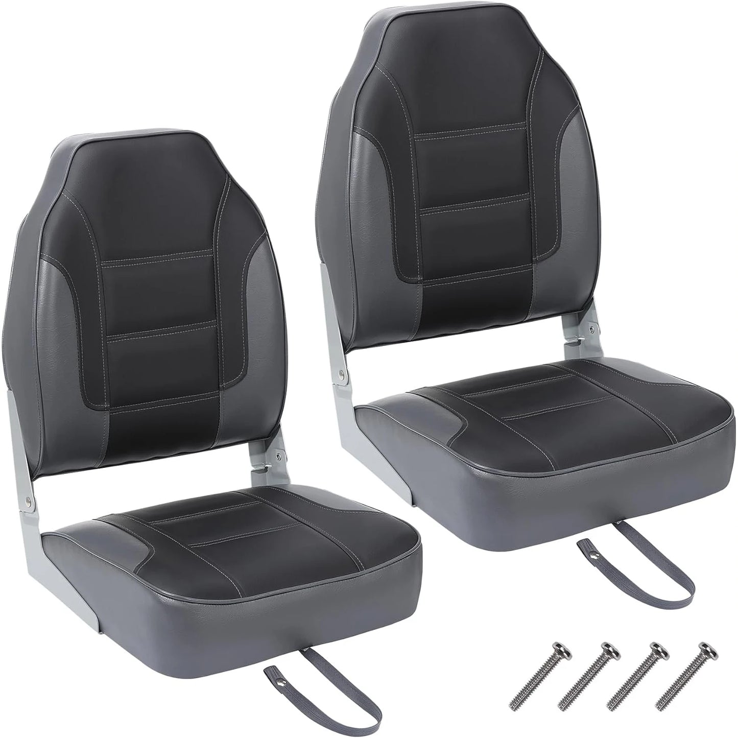 2 Pack Folding Boat Seats, High Back Fishing Boat Seat.