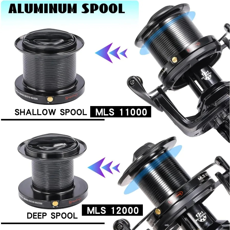 Saltwater Spinning Reel for Big Game and Surf Fishing Up to 38LBs Max Drag Graphite Frame with 4.6:1 Gear Ratio.