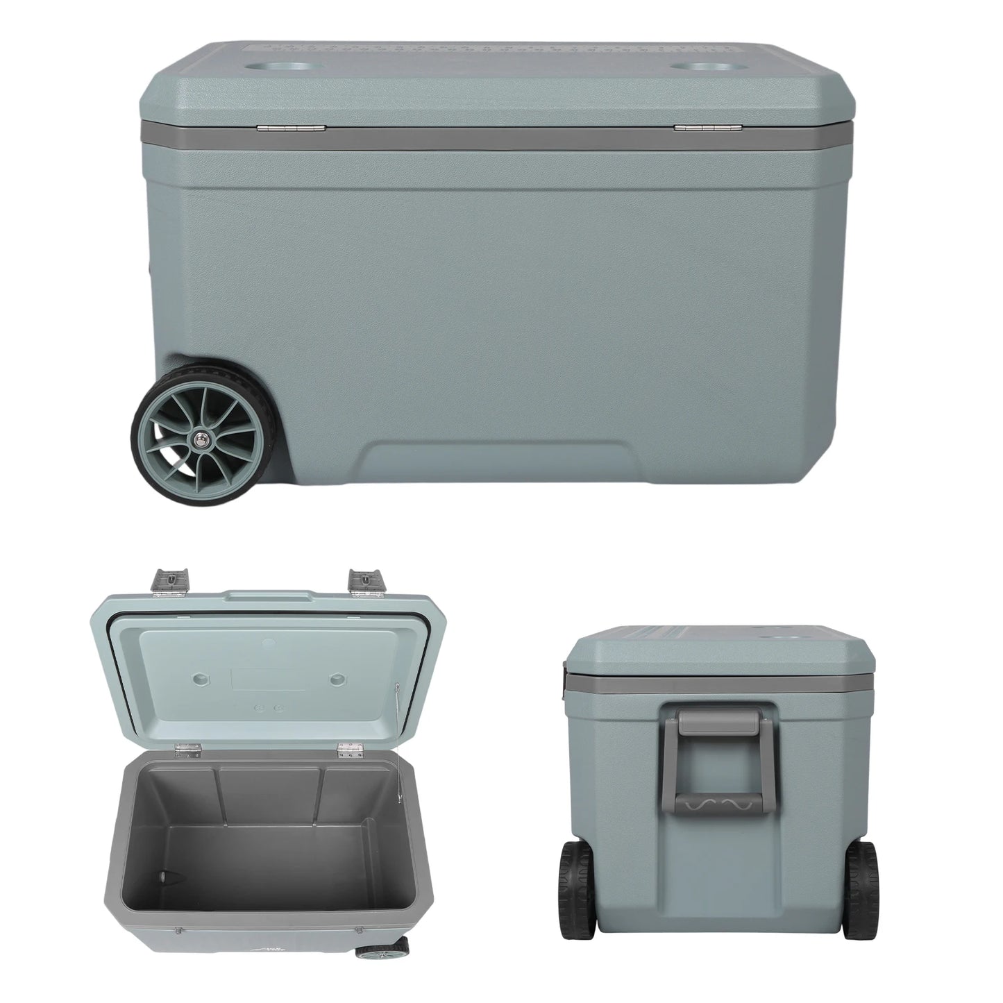 70L Wheeled Cooler Insulated Ice Chest Box with Cup Holder.