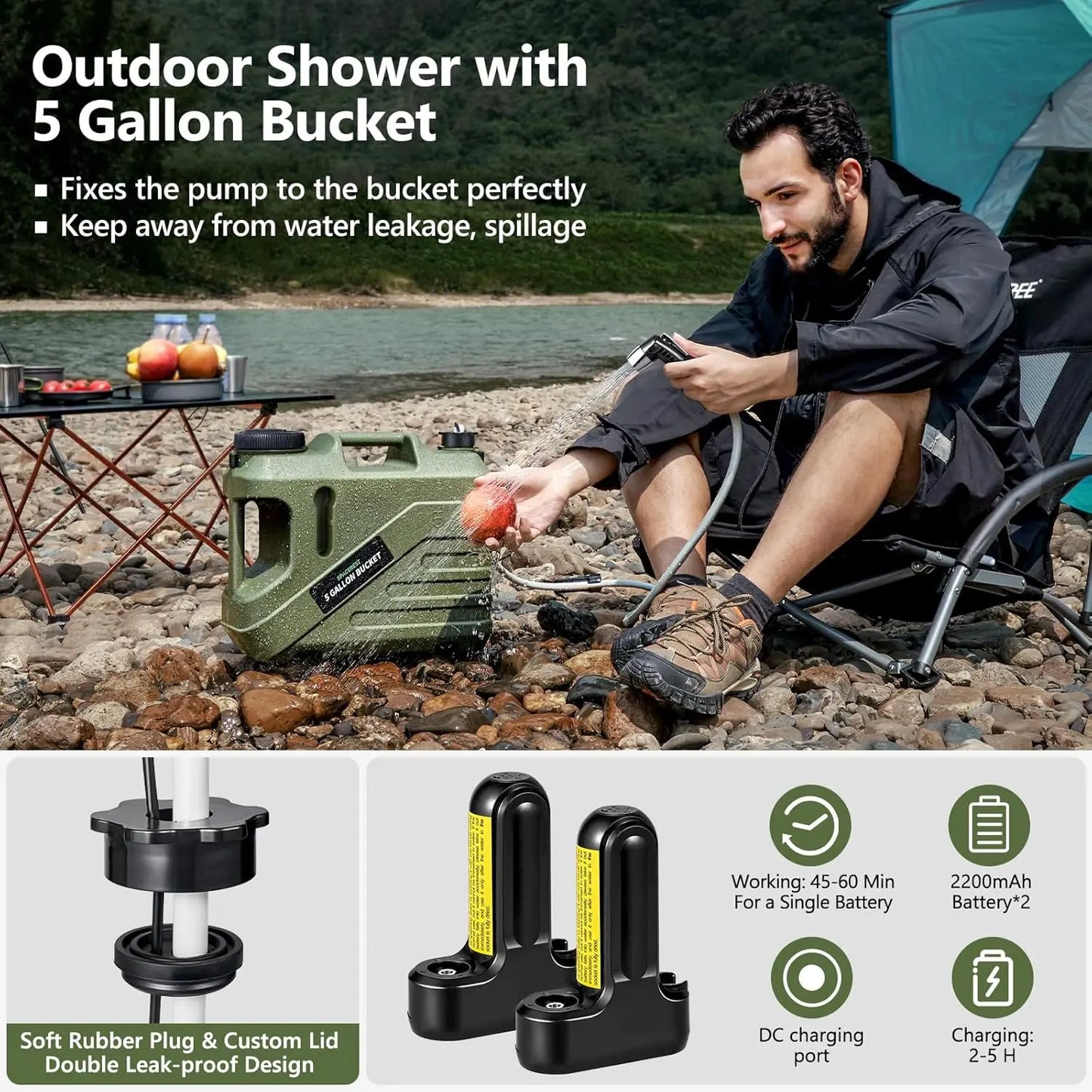 Portable Shower for Camping 5-Gallon Food-Grade Water Jug.