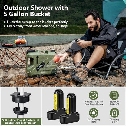 Portable Shower for Camping 5-Gallon Food-Grade Water Jug.