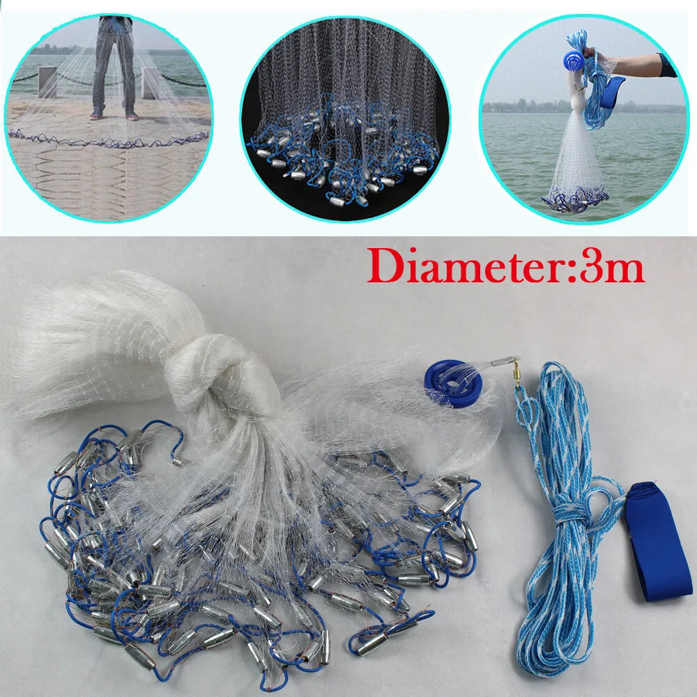 10FT Saltwater Fishing Cast Net For Bait fish.
