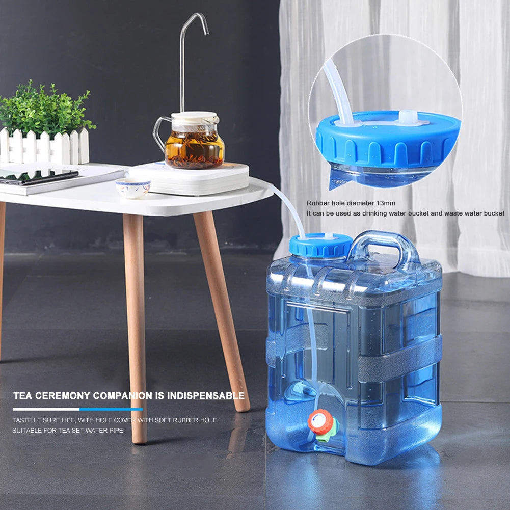 Portable 7.5/10/15L Water Container with Faucet Self-Driving Tour Leakproof Camping Water Bucket Tank for Picnic Hiking.