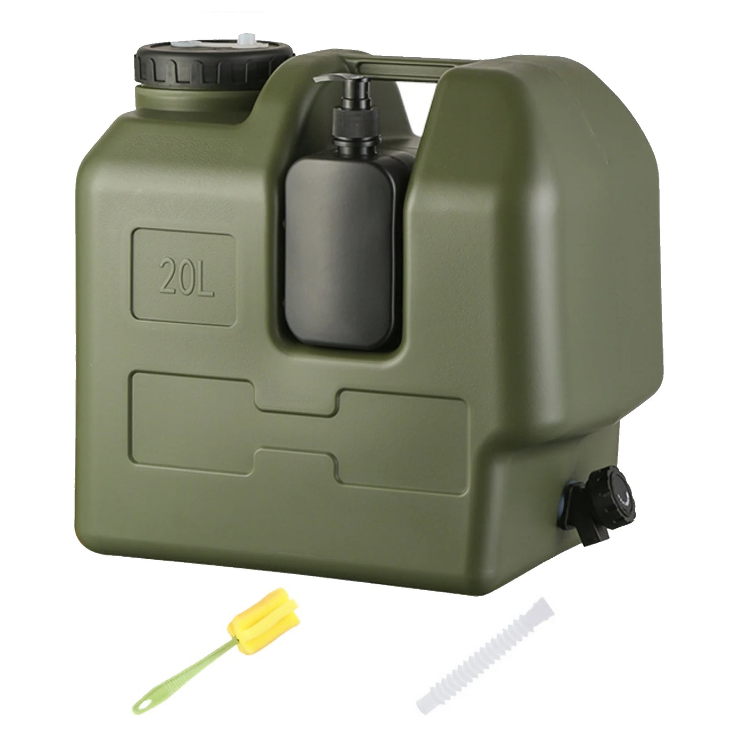 20L Camping Water Container Large Capacity Plastic Water Storage with Spigot & Hand Sanitizer Jar.
