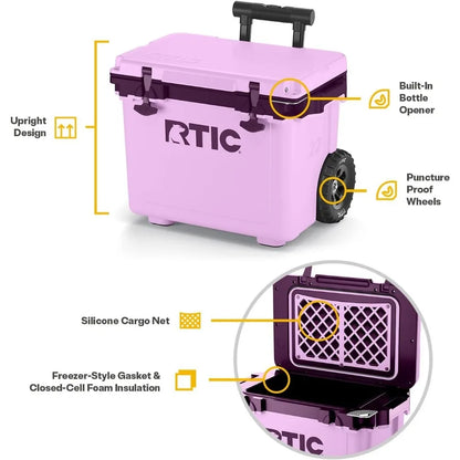 Ultra-Light Wheeled Cooler, Portable Insulated Ice Chest.