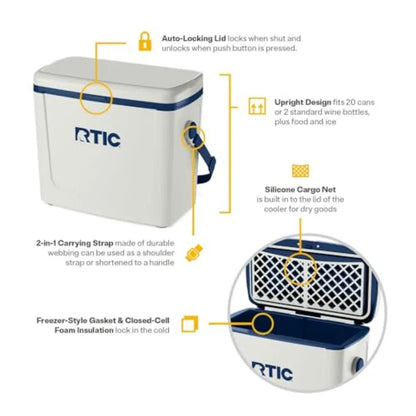 16 Qt Road Trip Cooler Hard Insulated Portable with Strap and Handle for Outdoor Beach Picnic Camping Sports Travel