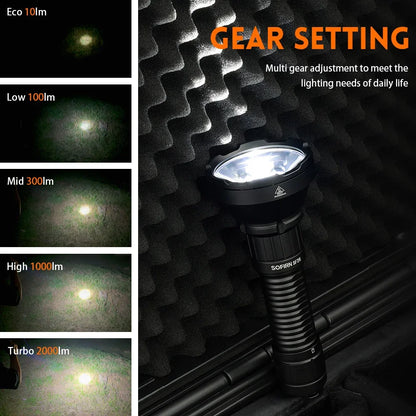 Sofirn SF26 2000lm SFT40 LED 6000K Tactical Flashlight Type-C Rechargeable.