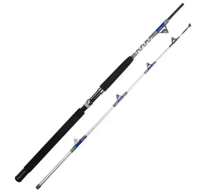 Saltwater Big Game Fishing Rod 50kg 2 Piece Offshore Trolling Rod with Roller Guides.