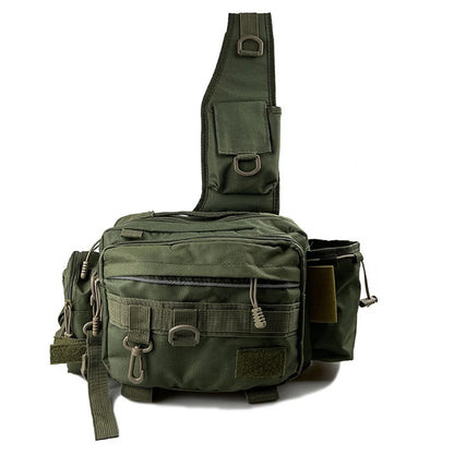 Fishing Tackle Bag Multi-Pocket Fishing Gear Bag Single Shoulder Fishing Storage Bag with Rod Holder for Fishing Hiking Hunting.