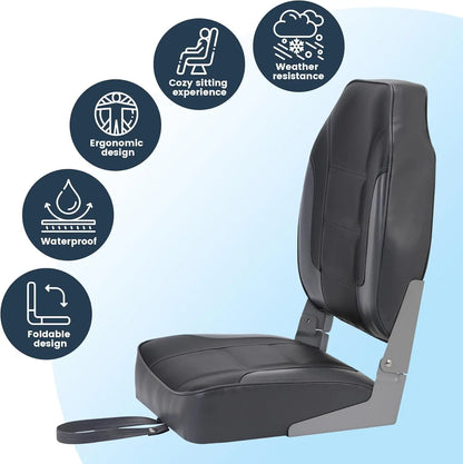 2 Pack Folding Boat Seats, High Back Fishing Boat Seat.