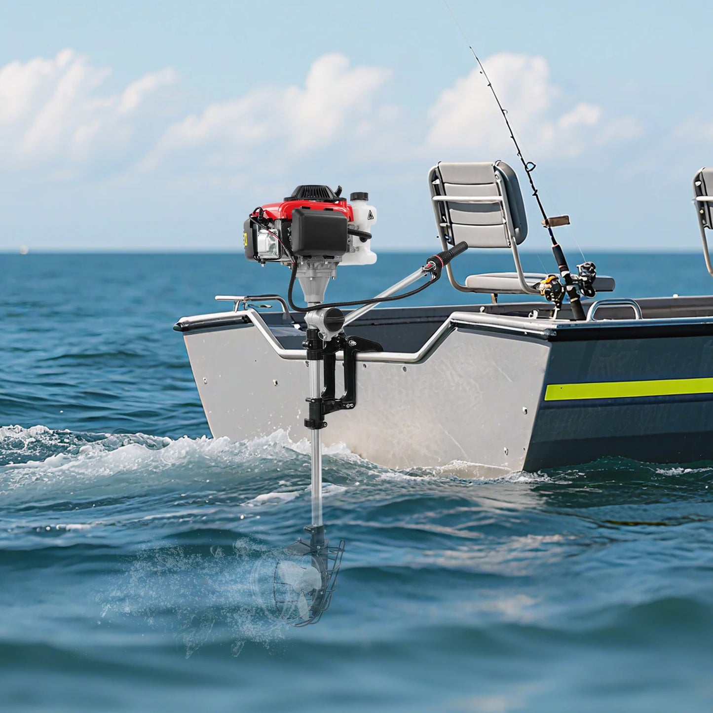 4.0HP 4-Stroke Outboard Motor 53.2cc, Air-Cooled Boat Gasoline Engine.