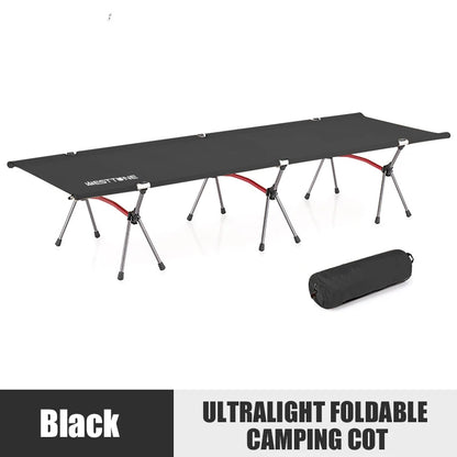 WESTTUNE Camping Cot with Leg Extenders Portable Folding Bed Ultralight Aluminum Alloy Sleeping cot,