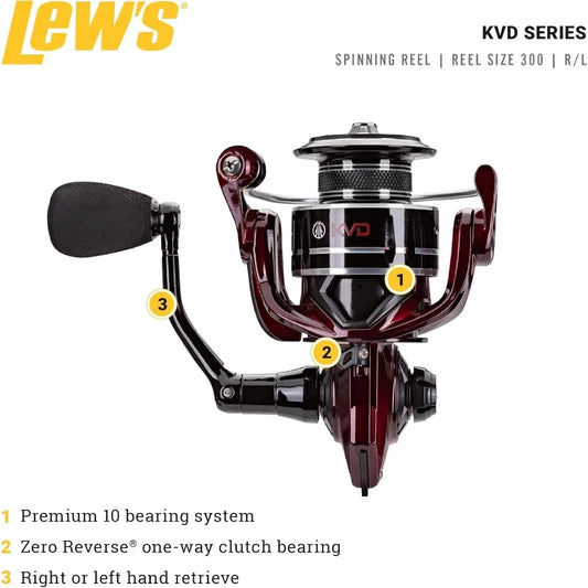 KVD Spinning Fishing Reel with Right or Left Hand Retrieve. Durable Aluminum Frame High Performance 10 Bearing System.