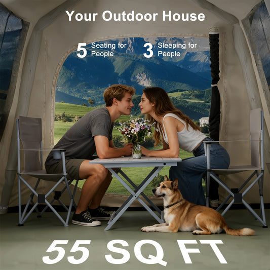 Automatic Inflatable Camping Tent,Easy Set up 3-4 Person Glamping Outdoor 4 Season Air Blow Up Tents.