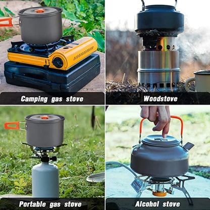 Aluminum Outdoor Camping Cookware Set with Mesh Bag.