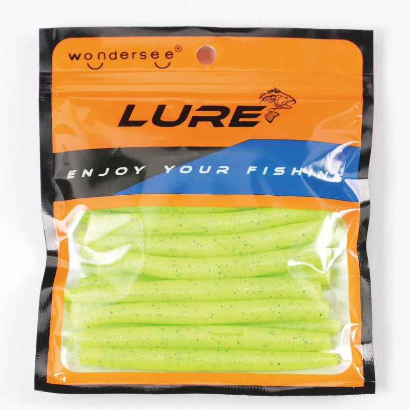 10pcs pack Silicone Worm Lure 10cm Artificial Bait Senko Slow Sinking Worm.