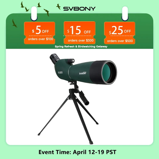 SV28 Spotting Scope 50/60/70/80mm Powerful Zoom With Tripod.