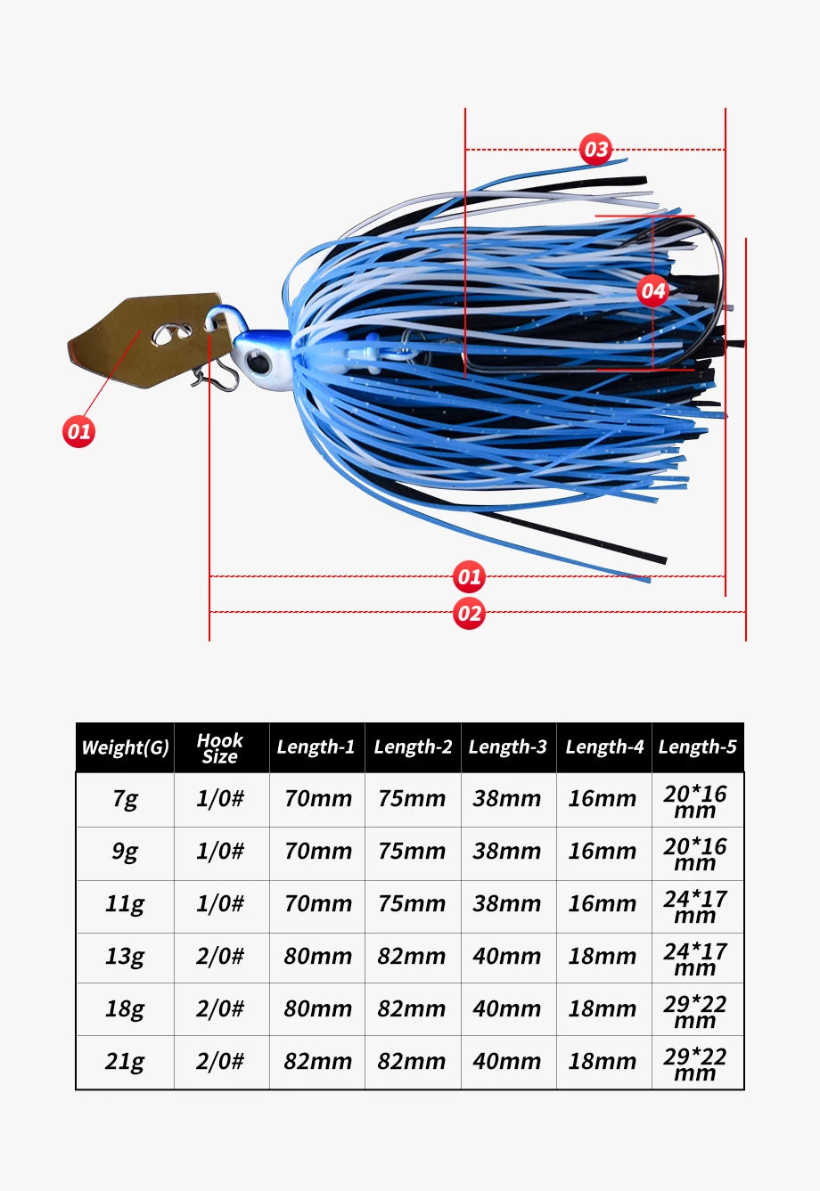 7g 9g 11g 13g 18g 21g Chatterbait.