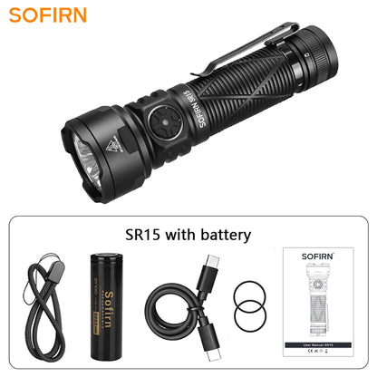 Sofirn SR15 4500LM Flashlight SFT25R Powerful LED Light 21700 USB C Rechargeable.