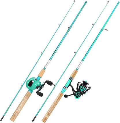 5'6" Graphite & Fiberglass Fishing Rod Combo with Quickset Anti-Reverse Reel.