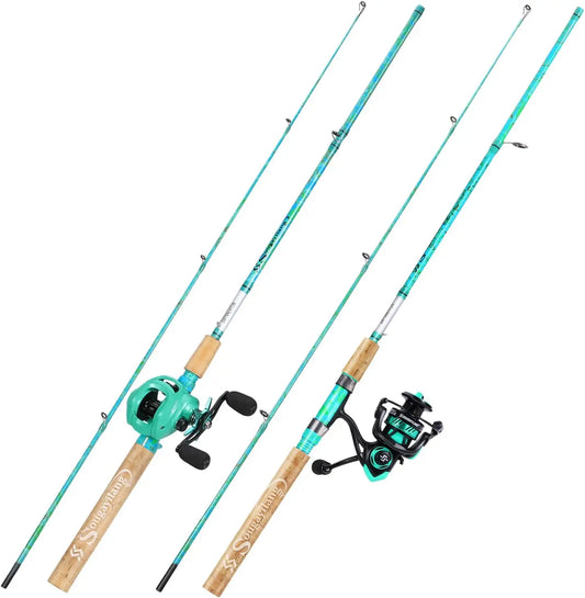 5'6" Graphite & Fiberglass Fishing Rod Combo with Quickset Anti-Reverse Reel.