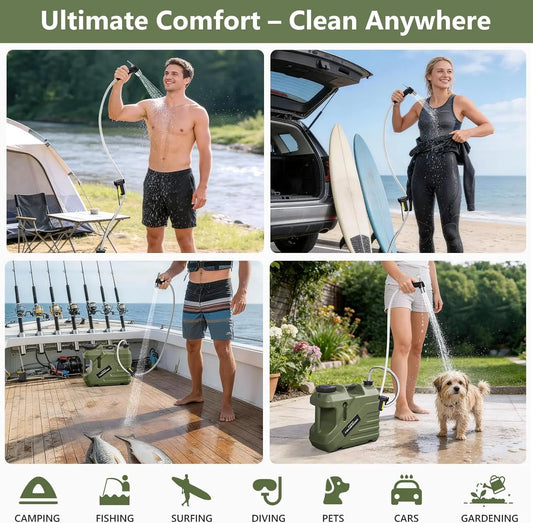 Portable Shower for Camping 5-Gallon Food-Grade Water Jug.