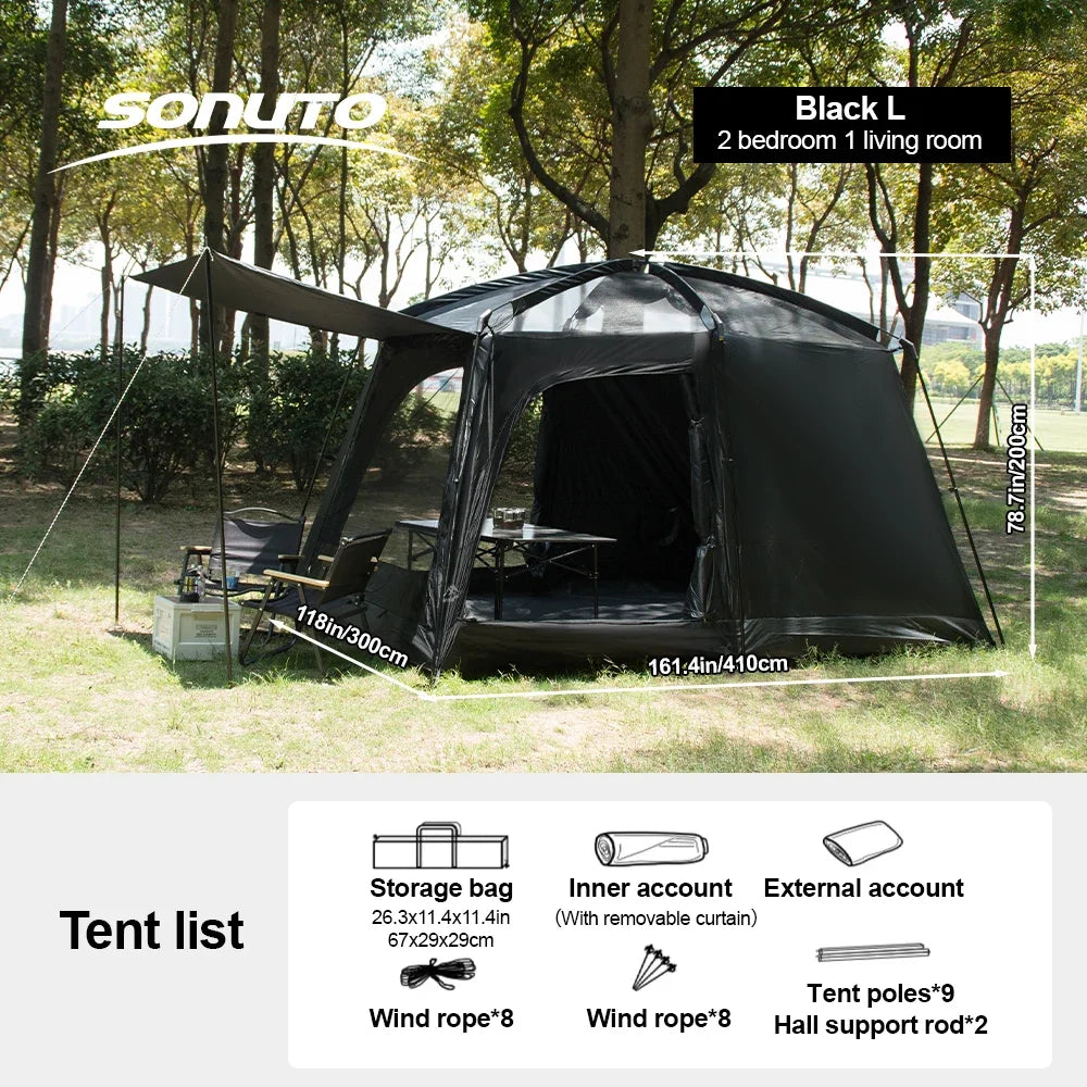 Large Family Tent 8-12 Person 2 Room Windproof with Sun Protection Mosquito Net, Instant Setup Outdoor Camping Tent for 4 Seasons.