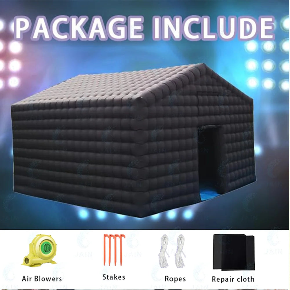 20FT Large Black Inflatable Nightclub Party Tent with Blower Inflatable Portable Disco Tent Air Tent for Weddings and birthdays.