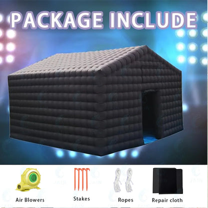 20FT Large Black Inflatable Nightclub Party Tent with Blower Inflatable Portable Disco Tent Air Tent for Weddings and birthdays.