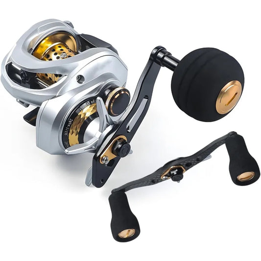 Baitcasting Fishing Reel with 35lbs Max Drag and Carbon Fiber Construction for Enhanced Durability featuring 9+1BB.