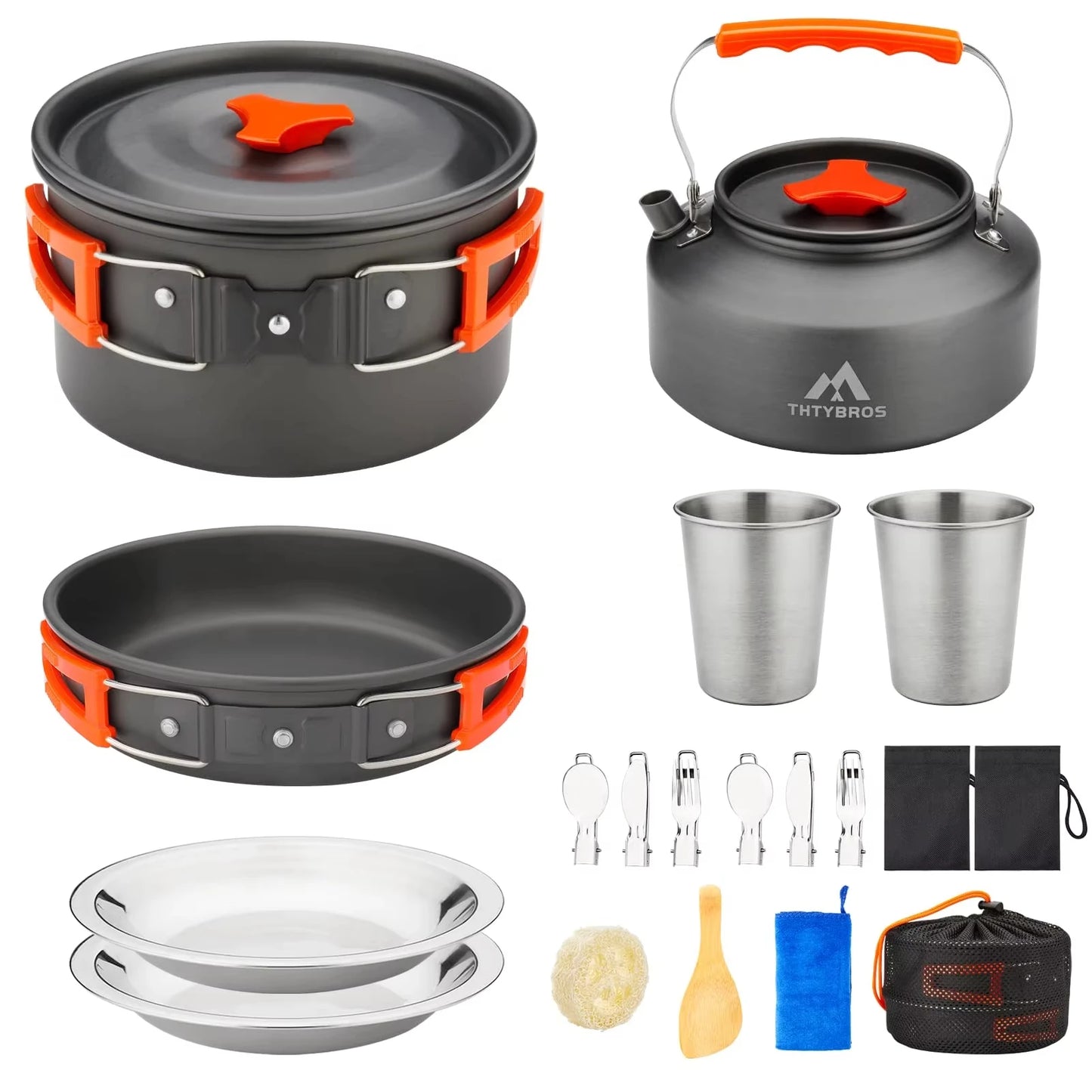 17PCS/ Camping Cookware Kit 2-3 People Tableware Aluminum Cooking set.