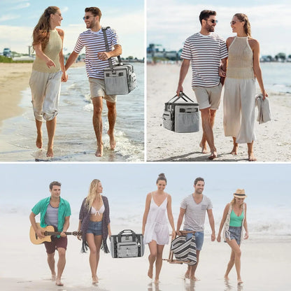 Soft Sided Cooler Bag, 30/40 Can Collapsible Insulated Ice Chest.