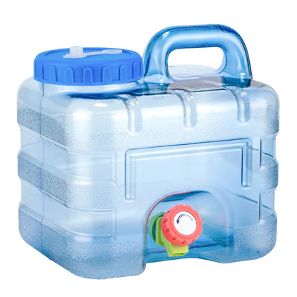 Portable 7.5/10/15L Water Container with Faucet Self-Driving Tour Leakproof Camping Water Bucket Tank for Picnic Hiking.
