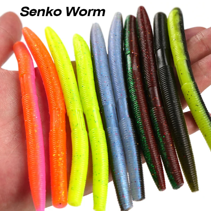 10pcs 10cm 14cm Senko Worm 2-Tone Double Colors,