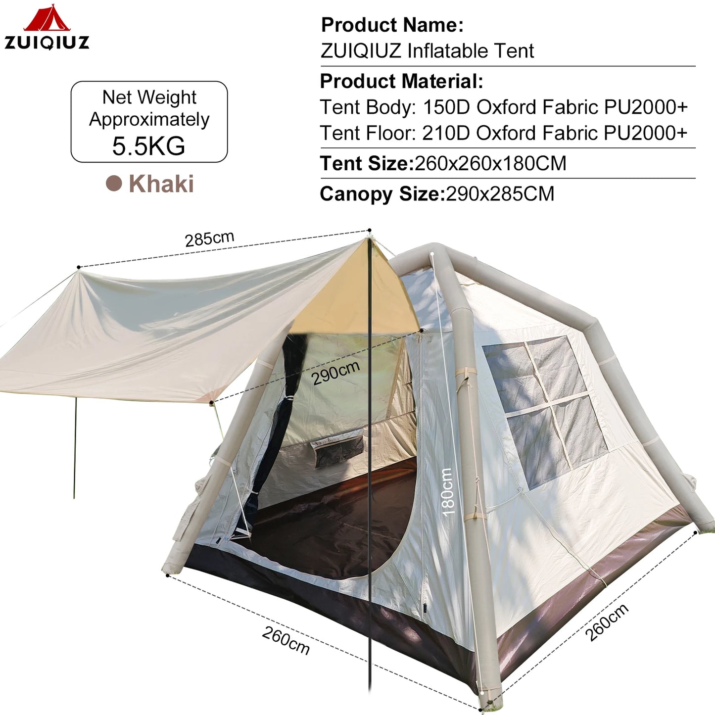 Automatic Inflatable Camping Tent,Easy Set up 3-4 Person Glamping Outdoor 4 Season Air Blow Up Tents.