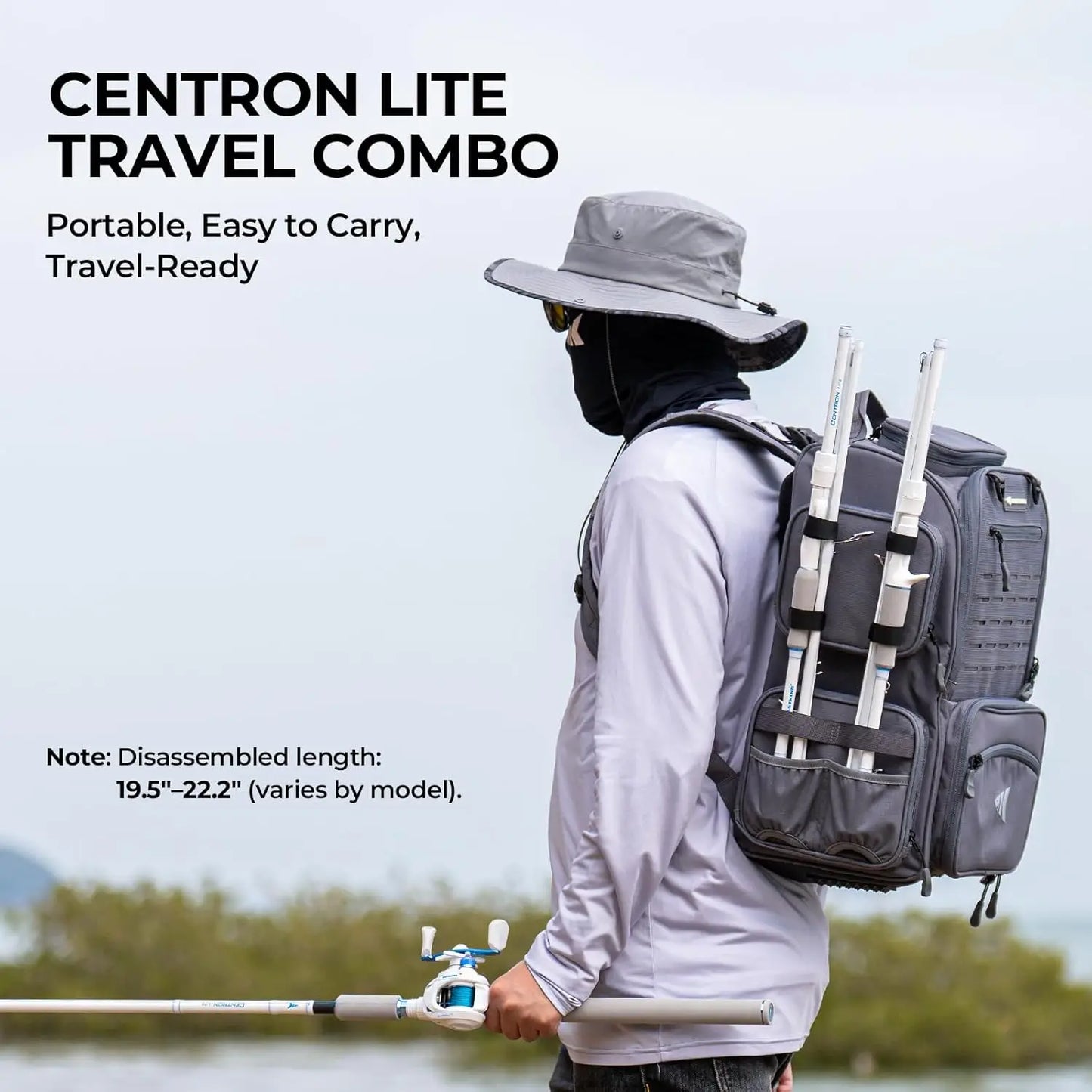 Lightweight IM6 Graphite Travel Fishing Rod and Reel Combo.