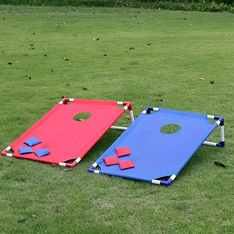 This portable corn hole set is a solid addition for outdoor activities like beach trips or camping, especially given its foldable design and lightweight build.