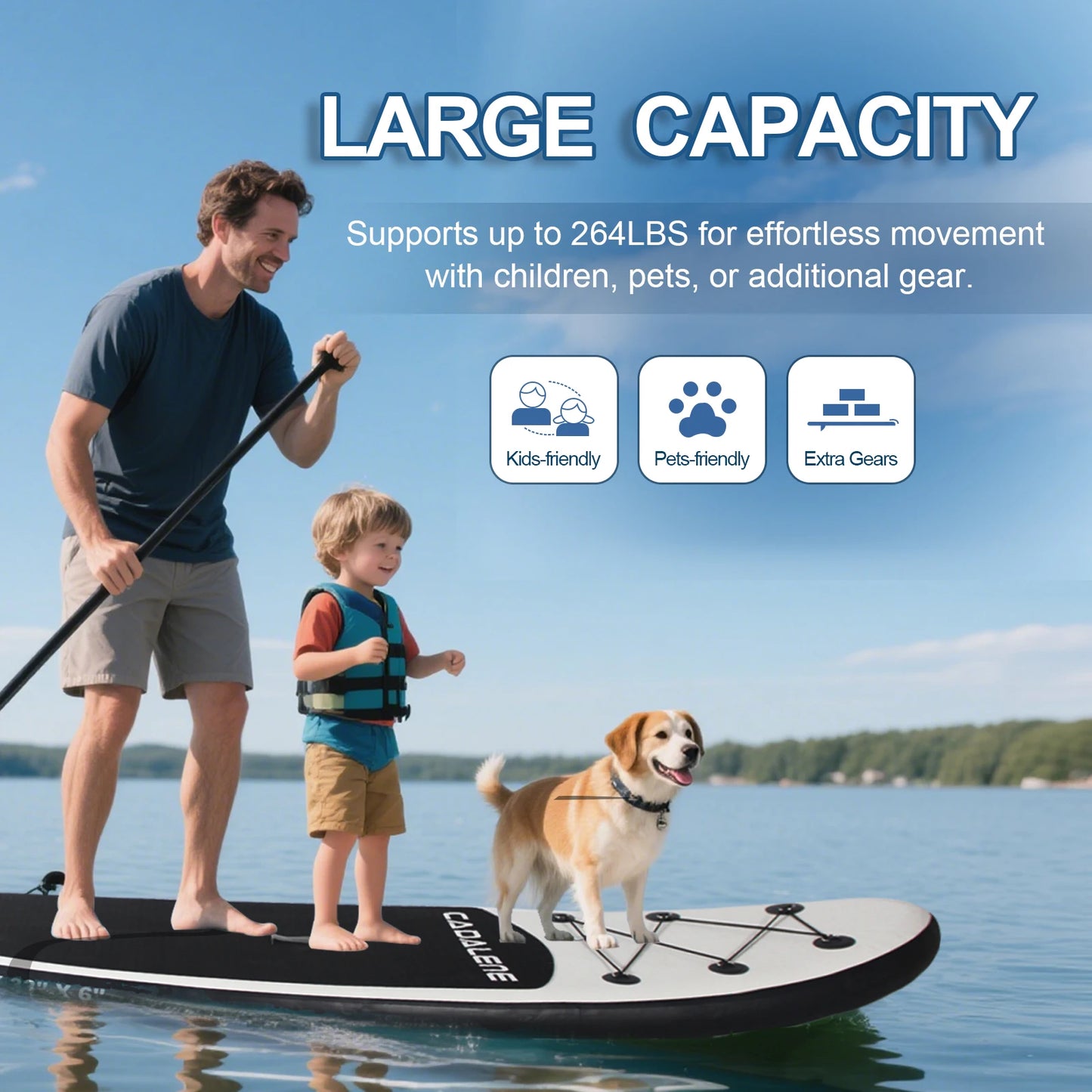 CADALENE Inflatable Stand Up Paddle Board with SUP Accessories, Anti-Slip EVA Deck 10' Inflatable Paddle Boards for Adults.