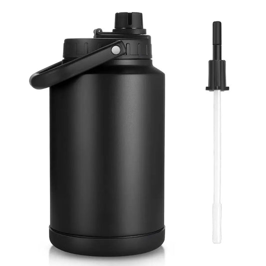 1 Gallon Insulated Water Jug with Straw, Stainless Steel Water Bottle for Travel, Hiking, Camping