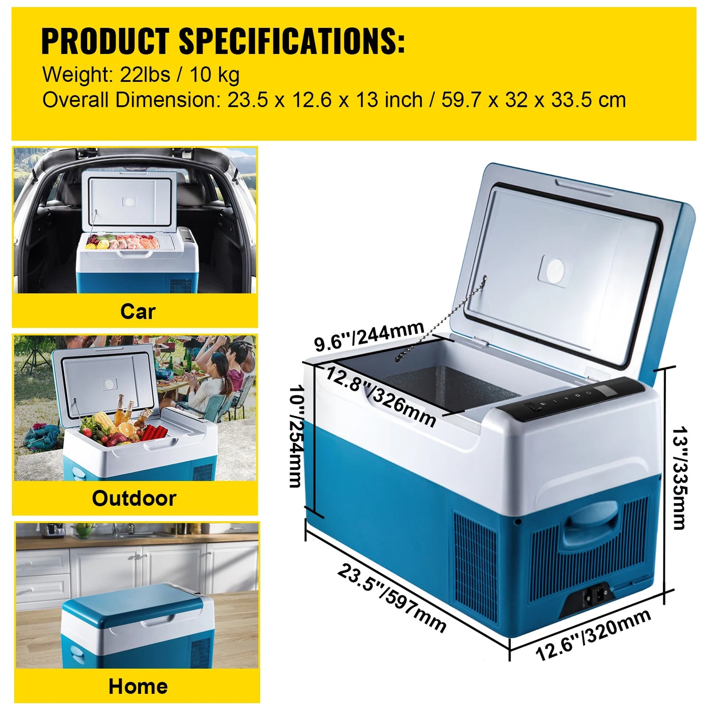SucceBuy 20L 22L 35L 45L 55L Car Refrigerator Mini Fridge Portable Compressor Cooler DC 110-240V Ice Box for Camping.