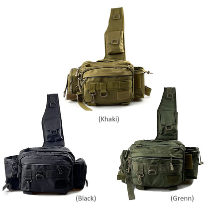 Fishing Tackle Bag Multi-Pocket Fishing Gear Bag Single Shoulder Fishing Storage Bag with Rod Holder for Fishing Hiking Hunting.