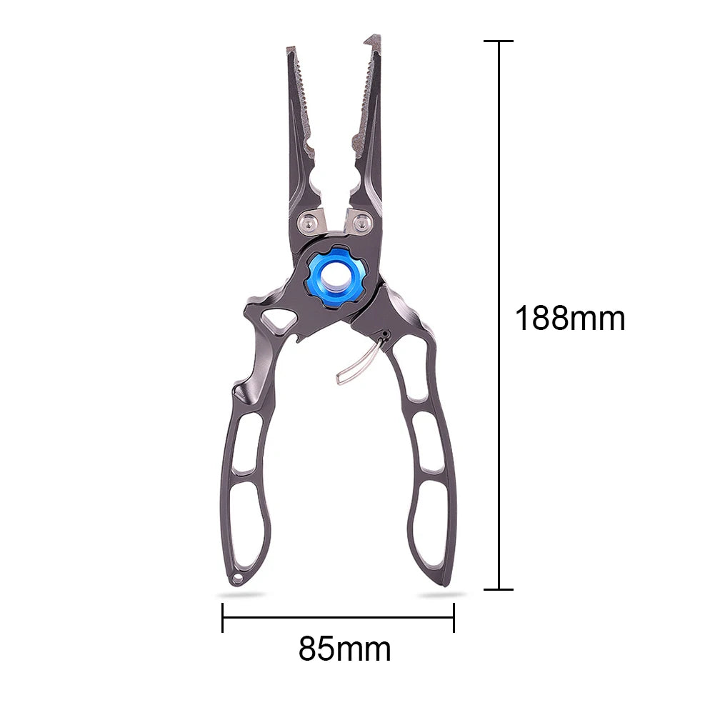Aluminum Fishing Pliers with Wire Cutters.