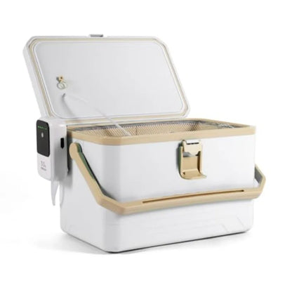 Portable 11QT/15QT Live Bait Cooler with 4000mAh Rechargeable Aerator for Fishing Waterproof Plastic Bait Bucket for Live Fish.