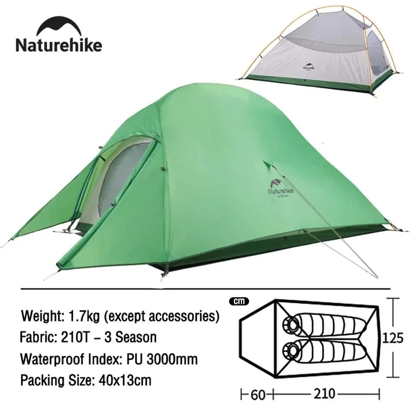 Naturehike Cloud Up 2 Person Camping Tent Waterproof Ultralight 3-4 Season Tent.