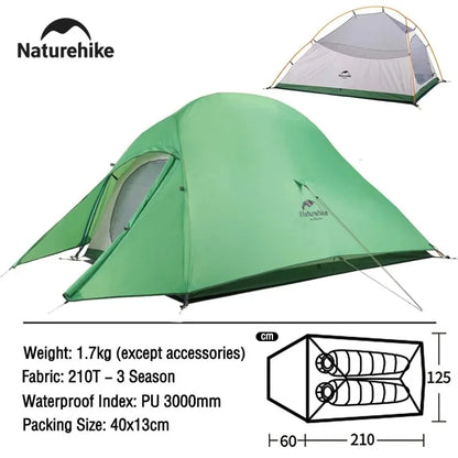Naturehike Cloud Up 2 Person Camping Tent Waterproof Ultralight 3-4 Season Tent.