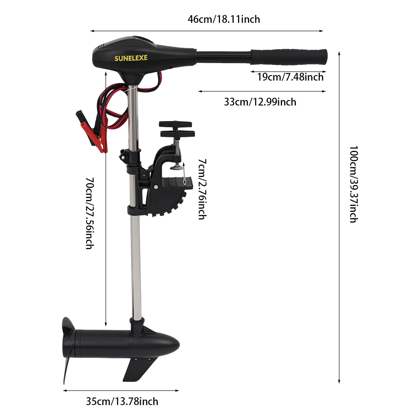 Powerful 40lb Thrust Electric Trolling Motor, 5 Forward Speeds.