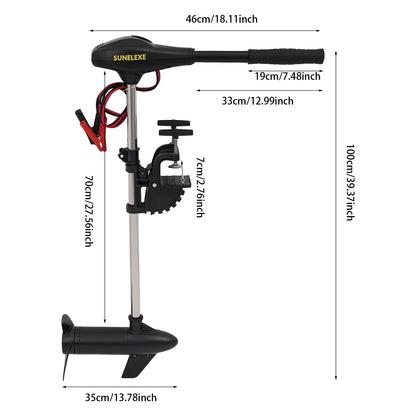 Powerful 40lb Thrust Electric Trolling Motor, 5 Forward Speeds.